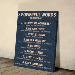 [Inspirational Canvas Wall Art] 1pc "8 Rules of Life" Inspirational Canvas Wall Art with Frame - Motivational Poster for Home, Office, School, or Library Decor - Featuring 8 Powerful Words for Daily Guidance, Inspirational Wall Decor