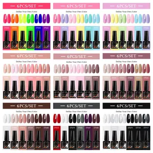 Meet Across 6pcs/set 7.3ML Gel Based Sparkly Gel Nail Polish, Glitter Semi Permanent Nail Art, LED UV Gel Varnish, Nail Supplies, Manicure