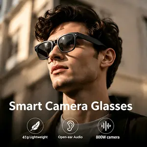 Men's Sunglasses with 8mp HD Camera,  Video Recording, Wireless Audio Bluetooth Glasses with Headphones, Outdoor Sports Polarized Sunglasses with AI Voice Assistant, UV Protection Eyeglasses, Sunglasses with Cameras