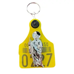 Cattle Tag Keychain Arete de Vaca Llavero con Concho