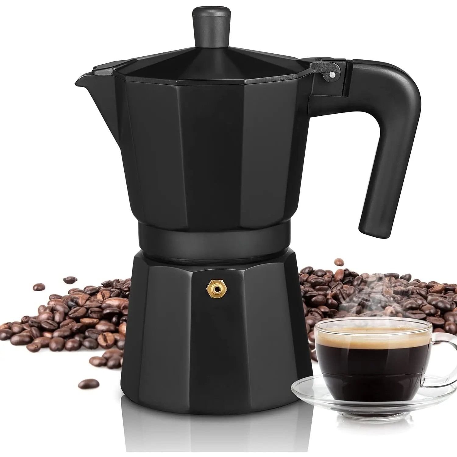 Stovetop Espresso Maker, 6 Cups Moka Coffee Pot Italian Espresso for Gas or Electric Ceramic Stovetop, Italian Coffee maker for Cappuccino or Latte