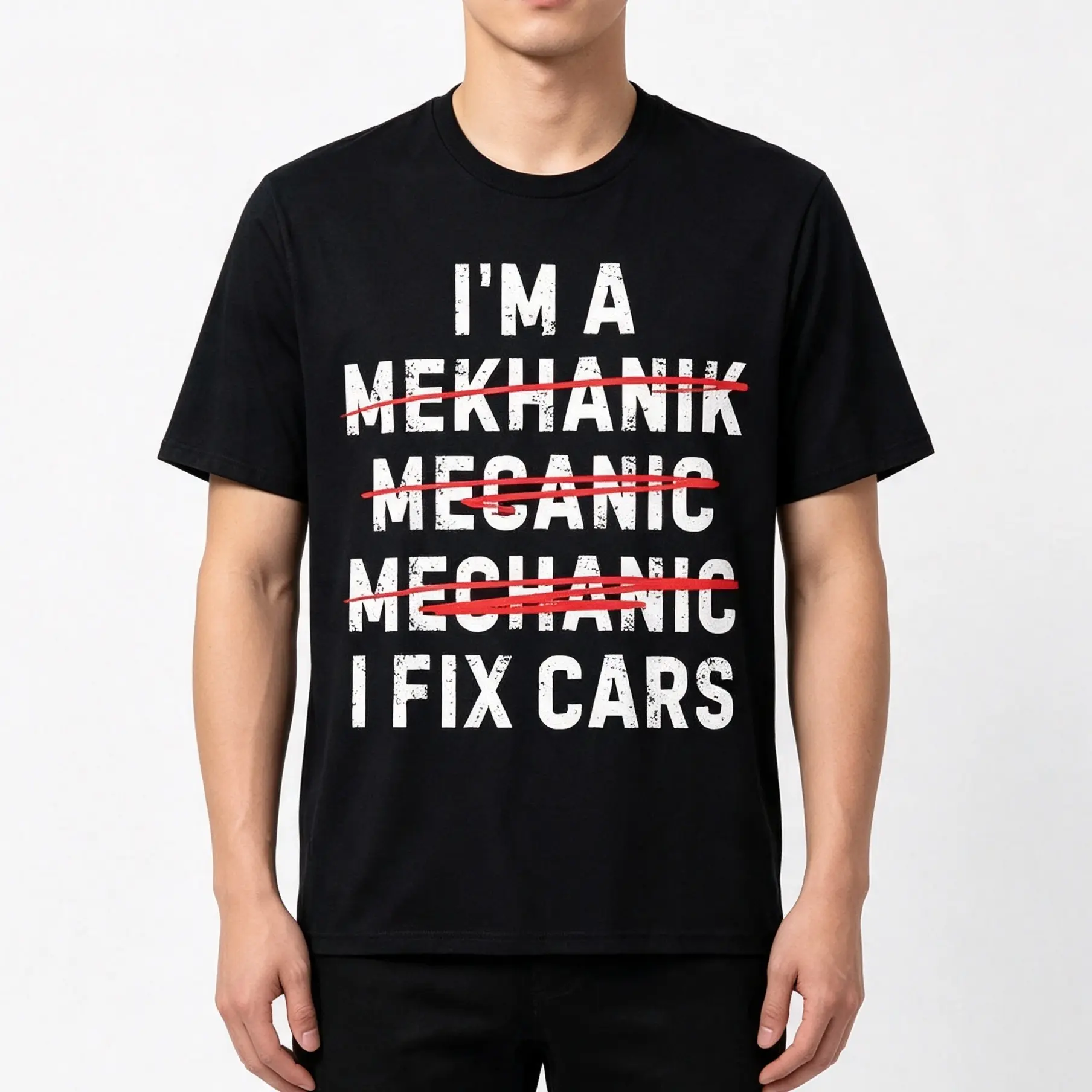 Men's Short-Sleeve Cotton Vintage Tee - Unisex Loose Fitting Graphic T-Shirt, 100% Cotton Casual Round Neck Streetwear Top, Funny "I'm a Mechanic I Fix Cars" Print, Slight Stretch, S-XXXL Menswear Oversized
