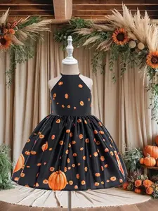 Girls Halloween Pumpkin Dress Children's Stage Performance Costume Witch Costume Suspender Princess Dress