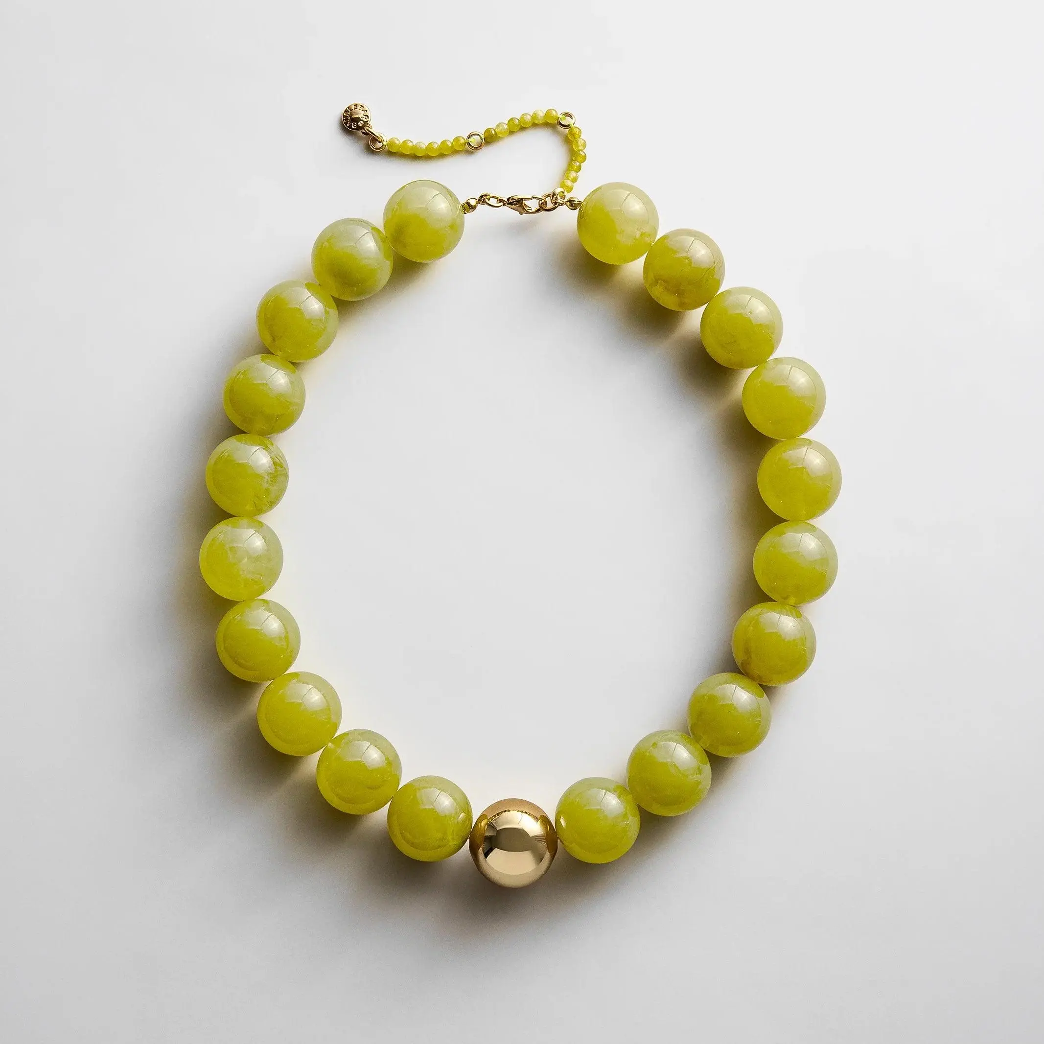 Jane Beaded Necklace - Olive Jade/Gold