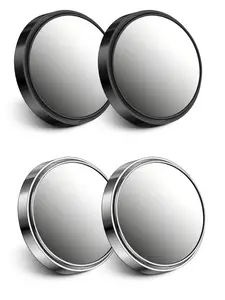 2PCS 360° Adjustable Car Blind Spot Mirrors Silver Black Universal Fit HD Glass Waterproof Anti-Glare Coating Easy Stick-On Installation