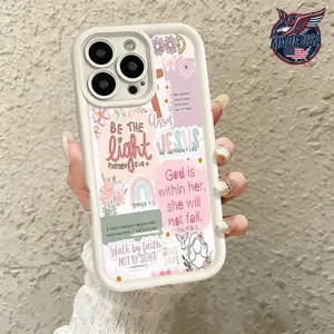 Pink Christian Jesus Bible Verse Aesthetic Collage Pattern for iPhone 17 16 15 14 Pro Max 13 12 11 Air XR XS Plus Slim Shockproof Protective TPU Case
