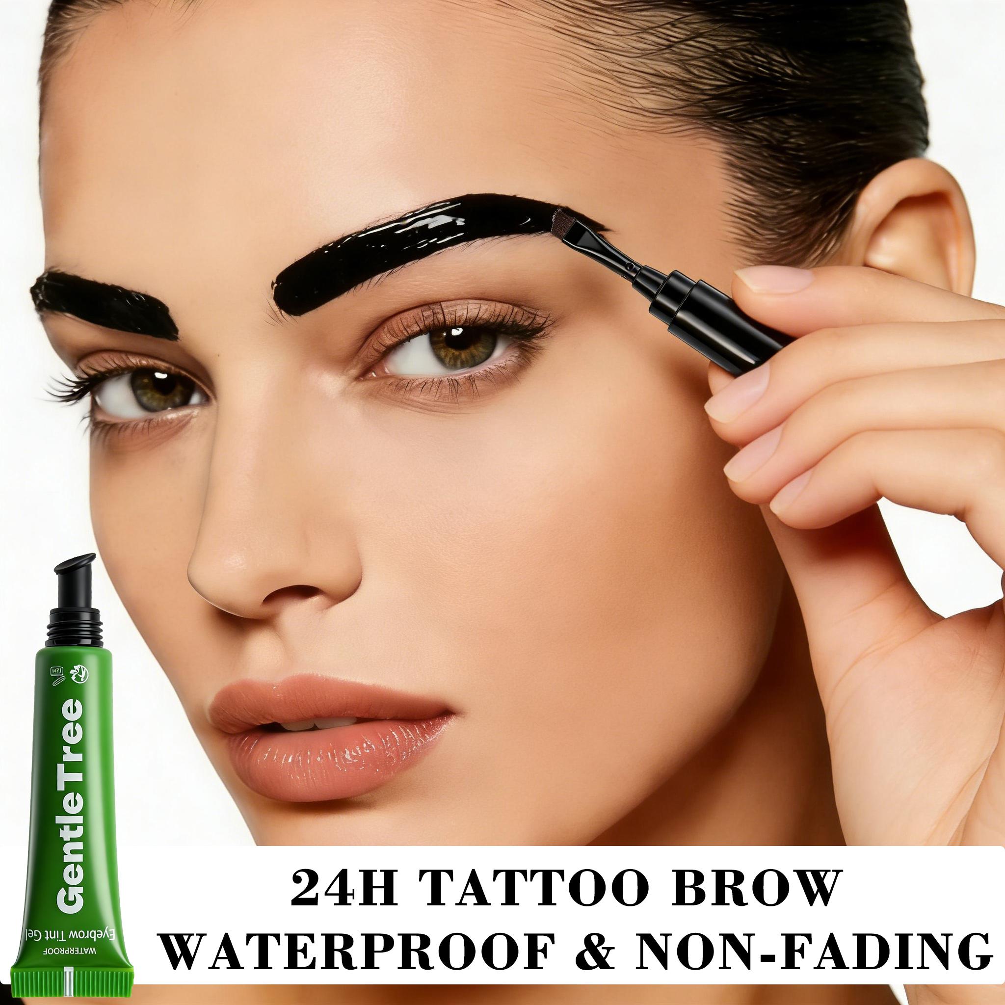 2pcs GentleTree Waterproof Semi-Permanent Peel-Off Eyebrow Gel, Built-in eyebrow brush Tattoo Eyebrow Pencil, Natural Matte Finish, Bark Brown/Brown/Light Brown, Eyebrow Dye for Sparse Brows Summer swimming, outdoor, camping, sweatproof , Daily Makeup