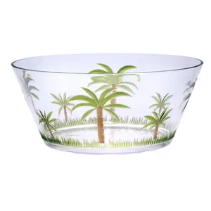 Palm Tree Acrylic Serving Bowls - Unbreakable Large BPA-Free Plastic Bowls for Snacks, Salad, Cereal Fruit Peace Tableware