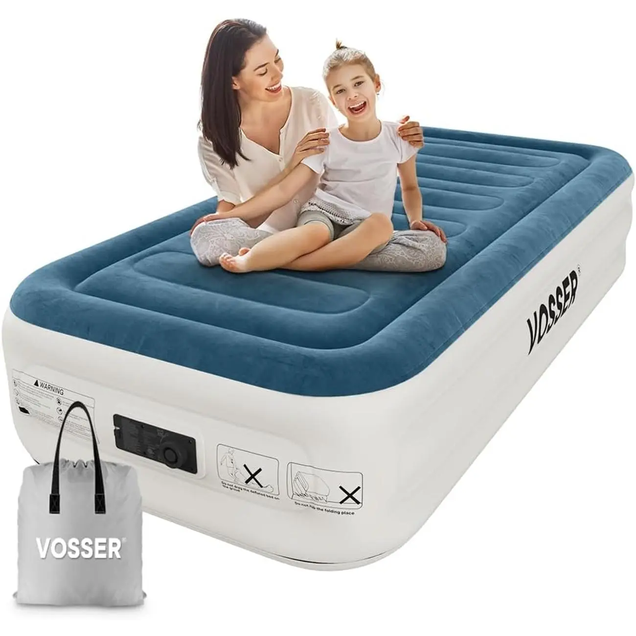 Queen Size Air Mattress with Built-in Pump - Fast Inflation/Deflation, Foldable, for Home & Guests