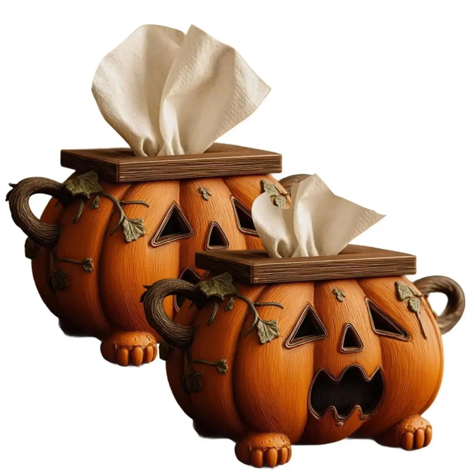 Lightweight Halloween Pumpkin Paper Towel Holder Stand - Scary Decorative Cover with Eyes, Cartoon-Style Storage Box for Home Bathroom Use