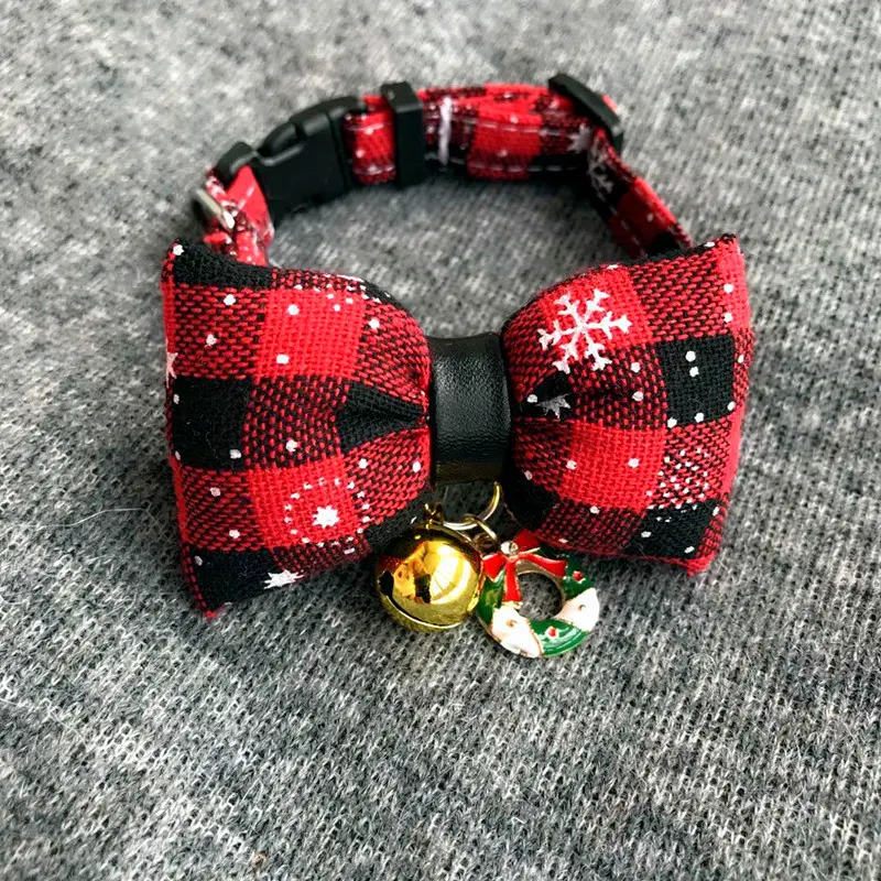 Black & Red Plaid Pet Bow Tie