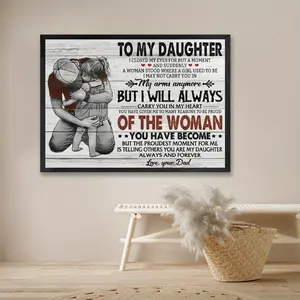 Framed Wall Art, To My Daughter Poster with Quote, Ready to Hang, Ideal for Home Living Room, Office, or Birthday Party Decor Decoration Photo Design Ornaments