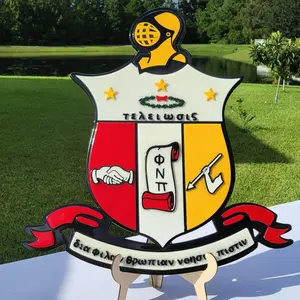Kappa Alpha Psi Fraternity 22-Inch Handcrafted Wood Coat of Arms Art Gift for Fraternity Men Home Office Decor
