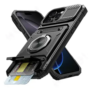 Case For iPhone 17 16 15 14 13 Pro Max Plus Magnetic Rotated Ring Kickstand Heavy Duty Drop Protection Wallet Cover