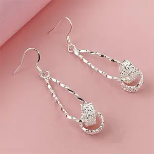 Twisted double circle earrings, twisted rope twisted spiral earrings, women's earrings