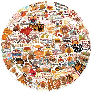 50/100PCS Thanksgiving Stickers Pack Cute Fall Pumpkin Turkey Waterproof Decals for Kids Teens Adults Waterproof Vinyl Stickers for Water Bottles Scrapbooking Harvest Party Favorites Aesthetic Thanksgiving Day Decorations Gift Ideas