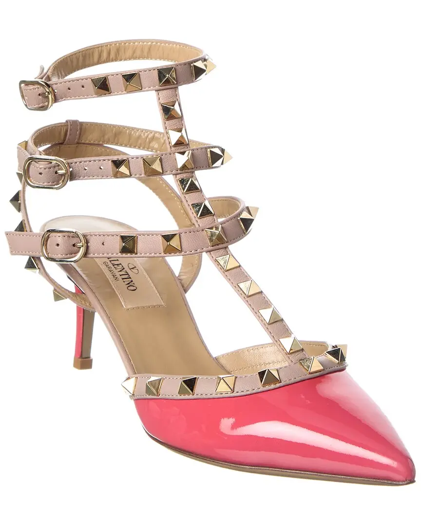 Valentino Rockstud Caged 65 Patent Ankle Strap Pump
