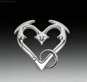 Heartbreaker Bold Design Gothic Heart Carabiner, Heavy Duty Zinc Alloy Metal Keychain, Perfect Statement Accessory for Keys & Bags