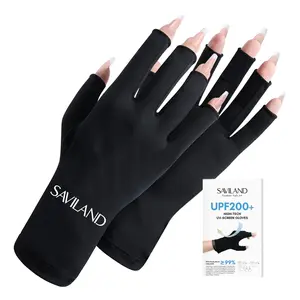 U V Gloves for Nails: UPF200+ High-tech Professional U V Gloves for Manicures, Anti UVA & UVB 999+ U V Gloves for Gel Nail Lamp Skin Care Fingerless Gloves Prevent Hands from U V Harm (Pink)