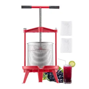 Manual Fruit Wine Press with 3.69 Gal/14L Stainless Steel Basket, Cross-Beam & Triangular Structure, T-Handle Manual Juicer, Juice Extractor Machine for Home Kitchen Fruit Juice Extractor