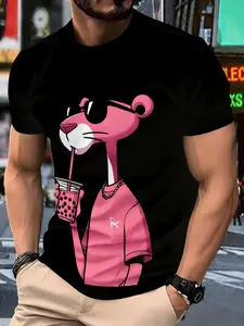 Men's Fashion Casual Classic T-Shirt, 100% Polyester, Round Neck Short Sleeve, Regular Fit, All Seasons Comfort, Daily Wear, Top