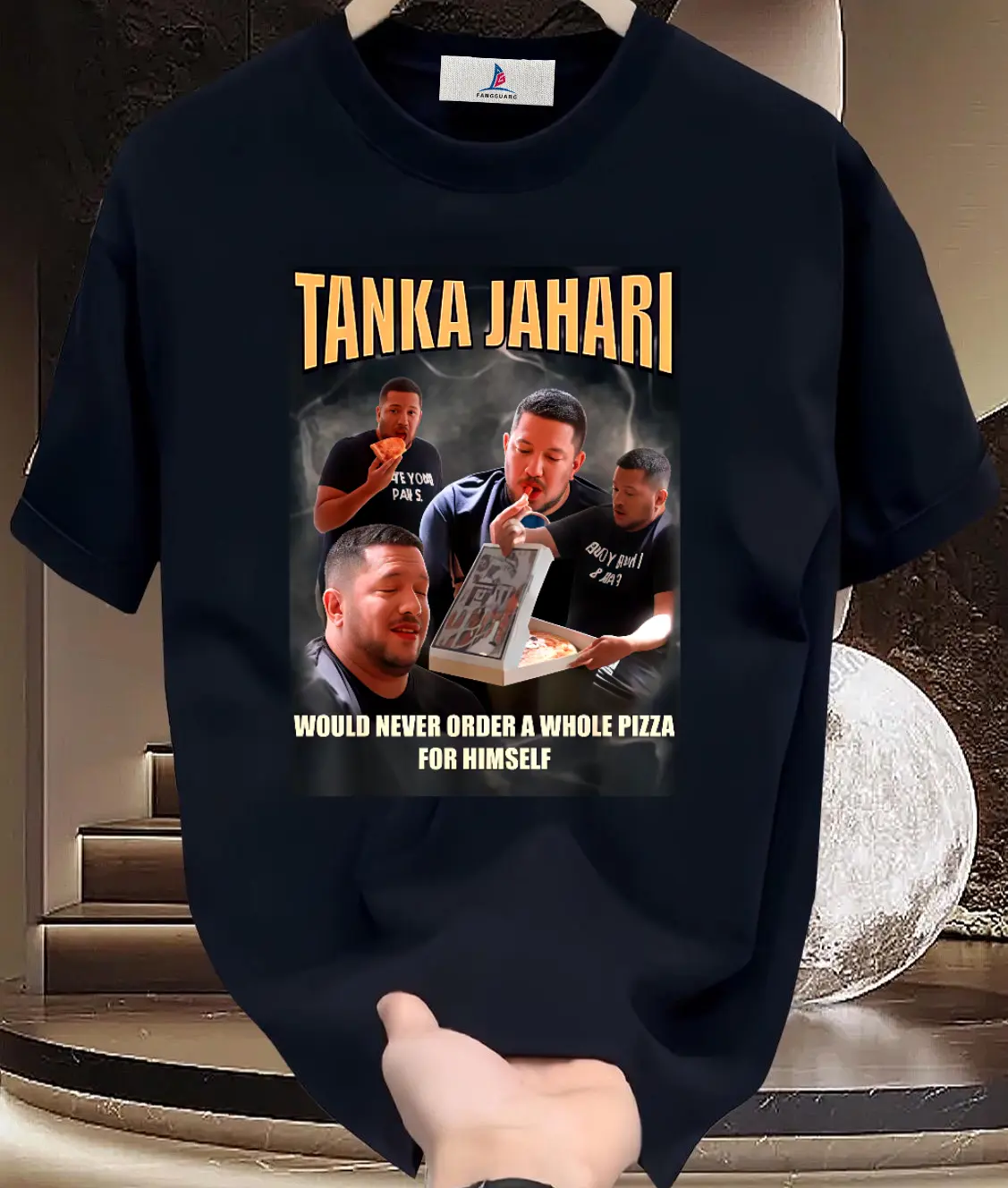 Unisex Oversized Vintage Round Neck T-Shirt - Breathable Casual Plus-Size Short-Sleeve Cotton Top with "Tanka Jaharis" Quote Prints for All-Day Wear, Tshirt, Heart
