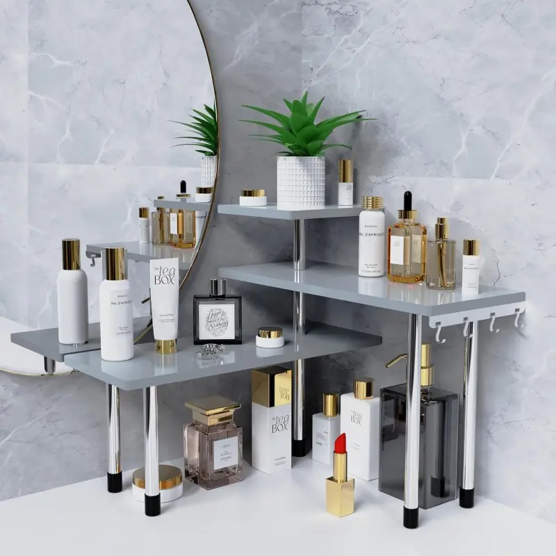 3-Tier Kitchen Corner Shelf - Countertop Storage Organizer w/Hooks & Easy Assembly Space Saving Rack