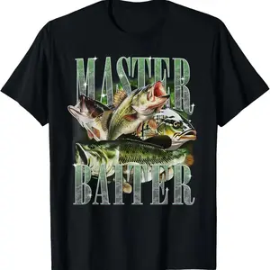 Master Baiter Bass Fishing Fisher Papa Dad Happy Fathers Day T-Shirt