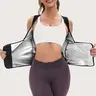 Women's Fitted Zip-Up Sauna Sweat Vest with Built-In Bra - Breathable Stretchy Compression Waist Trainer, Tummy Control Women's Clothes, Gym Workout Apparel for Fitness Training Sports Tops