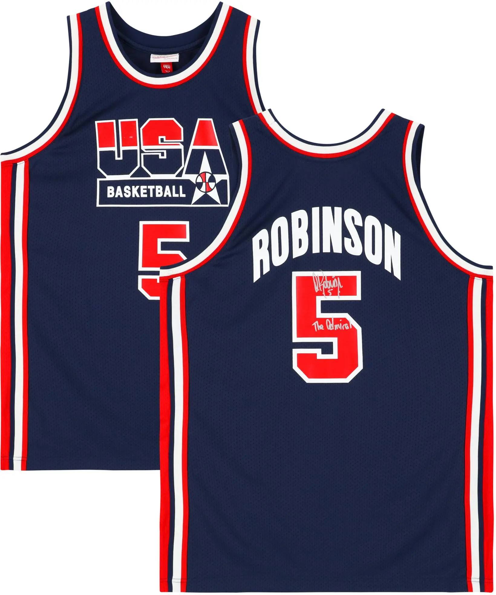 David Robinson San Antonio Spurs Autographed Navy Mitchell & Ness 1992 USA Authentic Jersey with "The Admiral" Inscription - Fanatics Authentic Certified