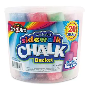 Larose Industries 108076 Washable Sidewalk Jumbo Chalk in Storage Bucket with Lid & Handle, Assorted Color - 20 per Pack