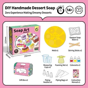 Mother's Day Gift DIY Dessert Soap Making Kit - Melt & Pour Soap Kit with Cake Macaron Molds, Beginner Friendly Craft Kit, Complete Supplies, Perfect Handmade Gift for Mom & Adults