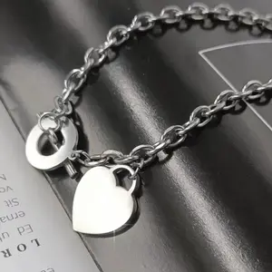 Vintage Roman Numeral Toggle Heart Pendant Necklace, Chunky Chain Statement Jewelry