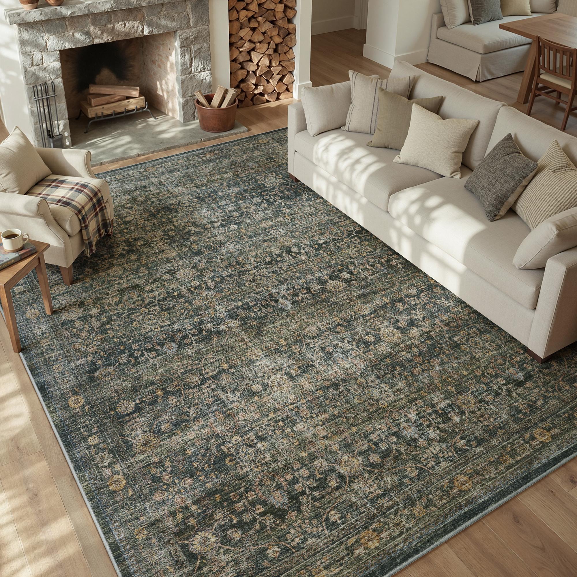 [Deals For You Days] MontVoo Elegant Distressed Area Rug for Living Room Decor, Machine Washable, Easy to clean & Ultra Soft, Vintage Home Decor, Bedroom Decor, Kitchen, Office Room & Kids' Room Rug summerwins Indoor Area Rugs Home Decorative Rug