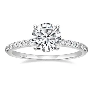 EAMTI 925 Sterling Silver 1.25 CT Round Cut Cubic Zirconia Engagement Ring Halo Promise Ring
