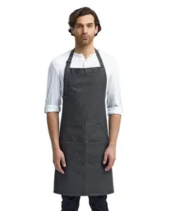 Denim Stitch Bib Apron- Black