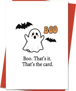 Spooky Halloween Card and Envelopes | Creepy Minimalist Ghost Greeting Cards for Friend, Family