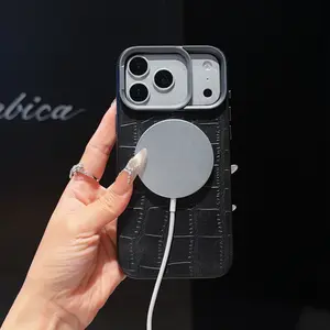 Crocodile texture leather magnetic phone case compatible with iPhone 17 Pro Max, 16 Pro, 15 Pro and 14 Pro Max, shockproof and durable protective cover with stylish design and perfect fit