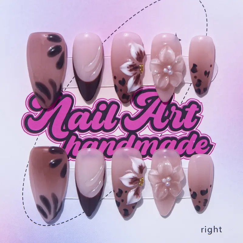 Delicatething Y2K Style Almond Shape Nails French Design, Includes Jelly Glue, Crystal Stick, File, Perfect Gift for Women Almond Fake Nails