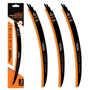 15-Inch Japanese Teeth Reciprocating Saw Blade, Curved Wood Pruning Blade for Tree Trimming, 6TPI for Wood Cutting & Branch Pruning, 3-Pack