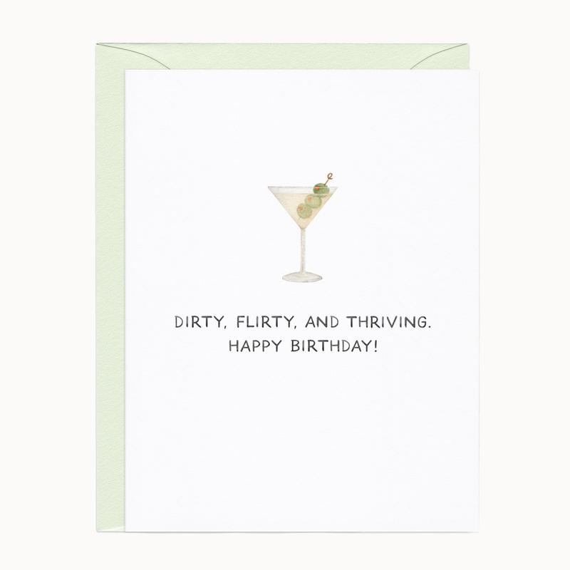 Dirty, Flirty, Thriving — Millennial Martini Birthday Card