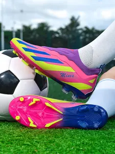 Men Women Professional Laceless Speed Soccer Cleats, Firm Ground Outdoor Football Boots with Ergonomic Slip-On Fit, Durable Anti-Tear TPU Outsole Non-Slip Studs Shoes for Adult Youth Soccer Players Daily Training, Football Field Boots