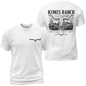 Kimes Ranch Longhorn Skull T-Shirt, Western Ranch Graphic Tee, Desert Cactus Back Print With Front Chest Horn Logo, Cowboy Rodeo Outfit, Soft Cotton Tee Gift For Men and Women
