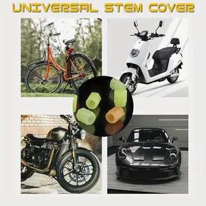Universal Luminous Tire Valve Caps Set of Four Fluorescent PVC Waterproof Car & Bicycle Valve Caps for Low-Light Visibility