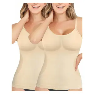 2PCS Womens Shapewear Tummy Control Scoop Neck Camisole Tops for Women Seamless Compression Tank Top Plus Size