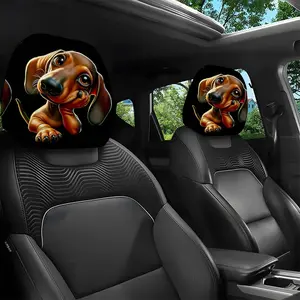 2pcs 11x10.2 Inch Thoughtful Dachshund Car Headrest Covers, Universal, Easy to Install and Durable, Ideal Car Interior Seat Accessories, Car Seat Decorative. Suitable for daily travel,Great Gifts for Car Enthusiasts and Holiday Presents 1.23LYY-9