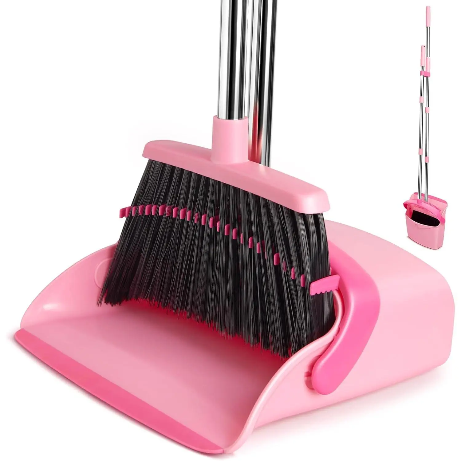 Broom and Dustpan Set, Dustpans with Broom Combo for , Heavy Dust Broom and Dustpan Combo, Long Handle Dust Pan and Broom Set for Kitchen, Office, ,, Pack of 1