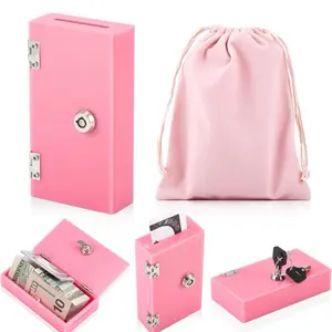 1 Pack Acrylic Money Bank Box for Gambler, Winners Portable Safe Casino Money Po pink secure storage