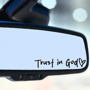4PCS (black+white) Trust in God Car Rearview Mirror Sticker, Car Rearview Mirror Decal, Inspirational Vinyl Sticker, Ideal Christian Gift