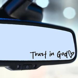 [4 Packs] Trust in God Car Rearview Mirror Sticker (black+white), Car Rearview Mirror Decal, Inspirational Vinyl Sticker, Ideal Christian Gift